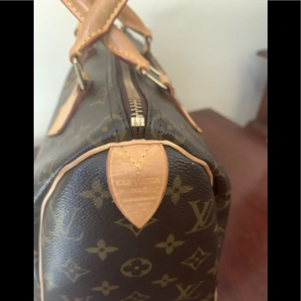 Louis Vuitton Monogram Speedy 25 Satchel in Brown and Tan Leather